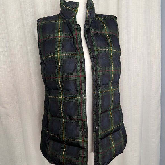 J.Jill Down Vest Jacket in Classic Plaid Design, Size XS - Picture 4 of 8